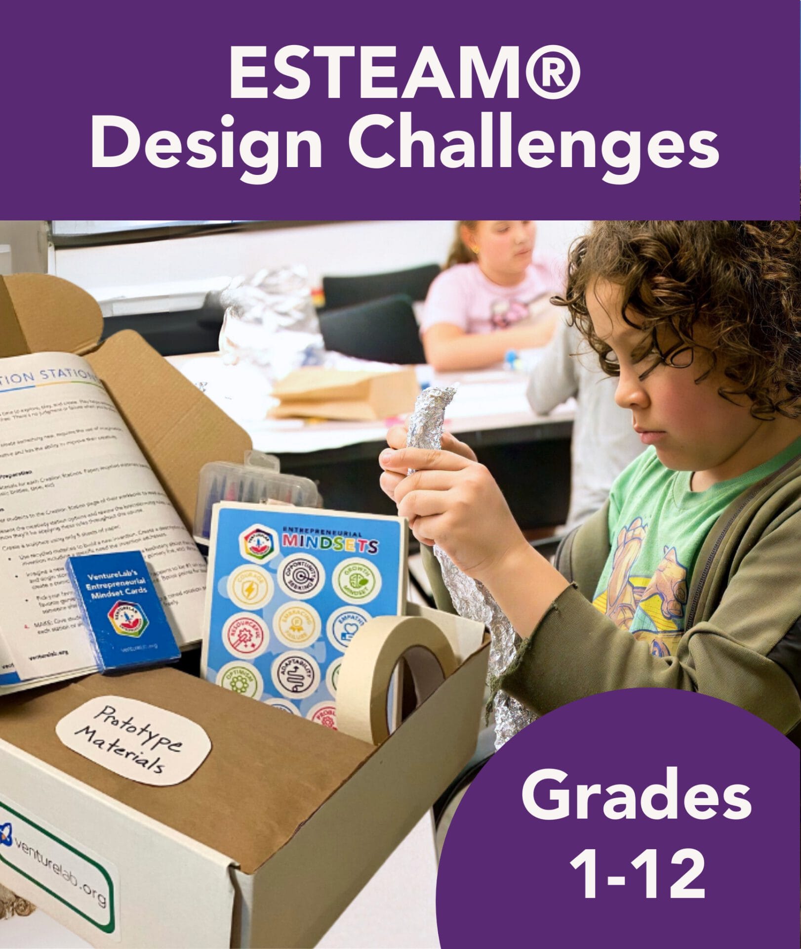 ESTEAM® Design Challenge Kit by VentureLab, a hands-on educational tool designed for students in grades 1-12. 