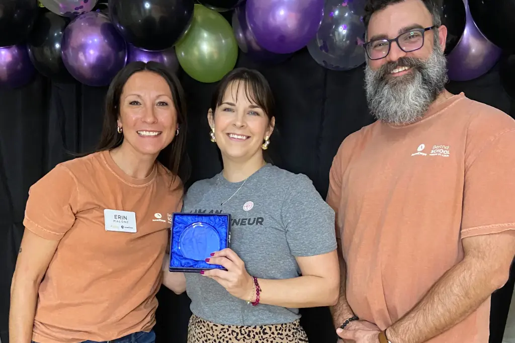 Beyond School awarding VentureLab's Elizabeth Rains with partner award